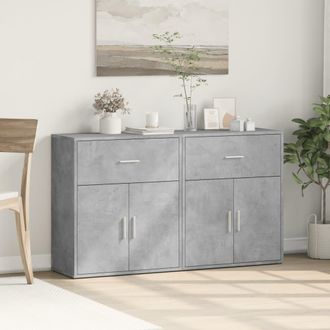 vidaXL Vidaxl - Aparador De Madera Ingenier&iacute;a 2 Uds Gris Hormig&oacute;n 60x31x70 Cm