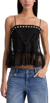 Alice & Olivia Alice + Olivia Alessia Lace Ruffle Crop Top