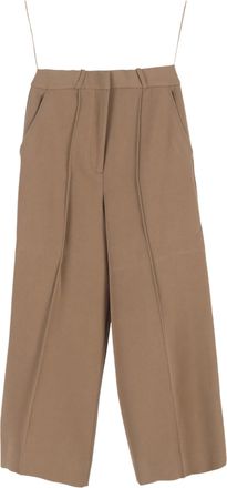 Cult Gaia Caro Cropped Woven Wide-Leg Pants in Brown Polyester