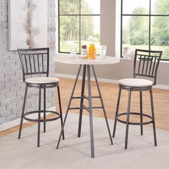 American Woodcrafters Stockton 3 Piece Pub Table Set - Slate Grey/Whitewashed