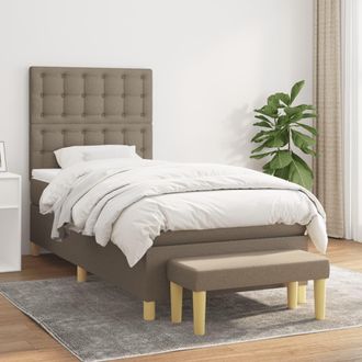 vidaXL Vidaxl - Cama Box Spring Con Colch&oacute;n Tela Gris Taupe 80x200 Cm