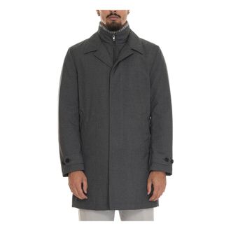 Fay Single-Breasted Coats, male, Black, 2XL, Canvas Morning Coat