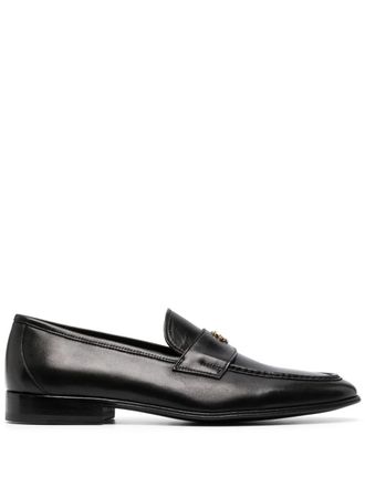 Roberto Cavalli logo-plaque leather loafers - Black