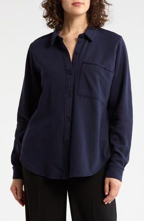 Eileen Fisher Classic Collar Organic Cotton Shirt in Ink at Nordstrom Rack, Size Xx-Small