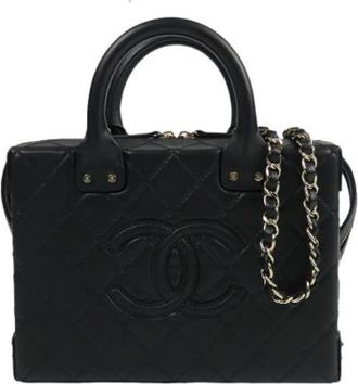 Chanel Pre-owned Quilted Satchel - Dames - Vintage Handtas - Zwart - ONE Size - Leer - Vintage