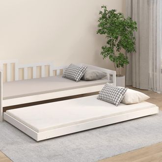 vidaXL Cama Sin Colch&oacute;n Madera Maciza De Pino Blanca 80x200 Cm Vidaxl