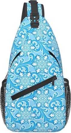 Generic Winter Snowflake Blue Shoulder Bag Anti Theft Sling Bag Adjustable Backpack For Workout Shopping Casual