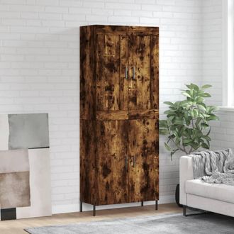 vidaXL Vidaxl - Aparador Alto Madera Contrachapada Roble Ahumado 69,5x34x180 Cm