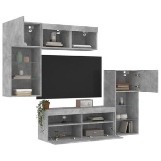 Berkfield Home 5 Piece TV Wall Units with LED Concrete Grey Engineered Wood