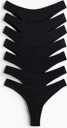 H&M 7er-Pack Baumwollslips Brazilian - Schwarz
