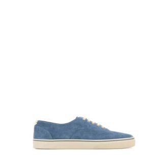 Brunello Cucinelli Brunello Cucinelli, Laced Shoes, male, Blue, Size: 10 1/2 US Reversed Calfskin Sneakers