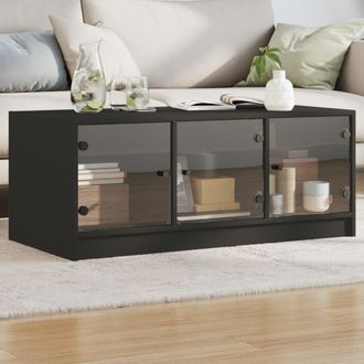 vidaXL Mesa De Centro Con Puertas De Vidrio Negra 102x50x42 Cm Vidaxl