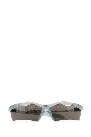 Balenciaga Womens Light Blue Acetate Turbo Rectangle Sunglasses Grey Exterior: Occhiali Da Sole