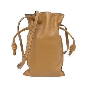 Loewe Pre-owned Bucket Bags, female, Beige, Size: ONE SIZE Pre-owned Flamenco Pocket Calf Shoulder Bag