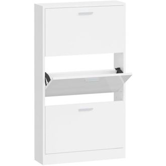 vidaXL Vidaxl - Mueble Zapatero Madera Contrachapada Blanco Brillo 59x17x108 Cm