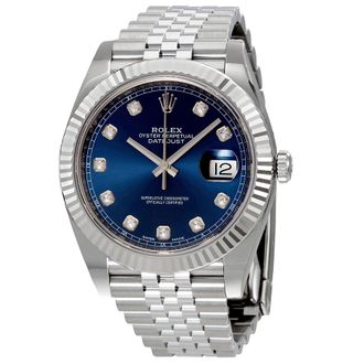 Rolex Pre-owned Rolex Datejust Diamond Blue Dial Mens Watch 126334BLDJ