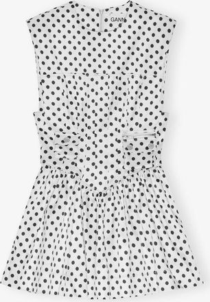 Ganni Polka-Dot Satin Corset Mini Dress - Size 10/12 White