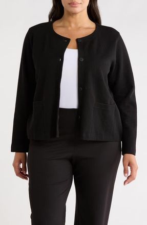 Eileen Fisher Button Front Organic Cotton Jacket in Black at Nordstrom, Size 1 X