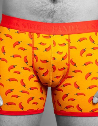 Swole Panda Mens Chillies Bamboo Boxer Brief, Orange - Size: XL 36-40 / 92-102cm