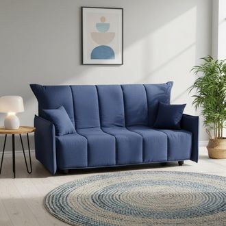 Dmora Sofa Cama Dabarc, Sof&aacute; De 3 Plazas, 100% Made In Italy, Sof&aacute; De Sal&oacute;n Con Apertura Trolley, En Tela Acolchada, Con Reposabrazos Est&aacute;ndar, Cm 190x90h85