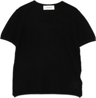 Lisa Yang Cashmere T-shirt met korte mouwen en ronde hals- fijne knit - Dames - T-shirts - Zwart - M - Tops