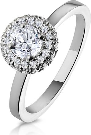 The Diamond Store Eleanor Diamond Halo Engagement Ring in Platinum 0.65ct G/SI2