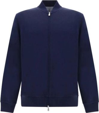 Brunello Cucinelli Truien - Heren - Bomber jackets - Blauw - M - Katoen - Jassen