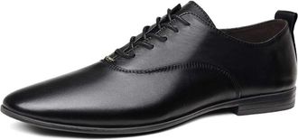 Generic Dress Shoes for Men Lace Up Round Toe Splicing Shoes Faux Leather Anti-Slip Resistant Non Slip Block Heel Party(7.5 UK) Black