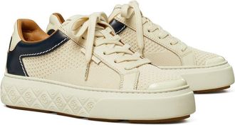 Tory Burch Ladybug Leather-Trim Knit Sneaker