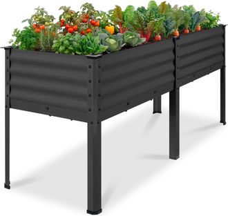 Best Choice Products 72x24x30in Non Toxic Elevated Galvanized Metal Garden Bed Corner Protectors