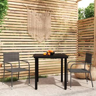 vidaXL Juego De Comedor Para Jard&iacute;n 3 Piezas Gris Vidaxl