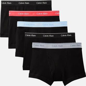 Calvin Klein Mens 5-Pack Cotton Classics Boxer Trunks, Black w/ red/blue/grey - Size: 32/30/31