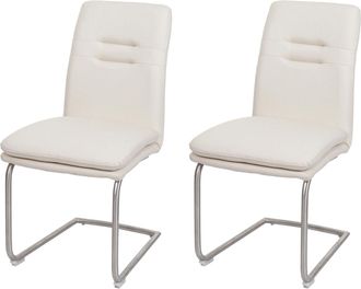 Hhg Hhg - Nunca Usado] Juego De 2 Sillas De Comedor 930, Silla De Cocina Basculante, Tela/textil Acero Inoxidable Cepillado, Crema-beige
