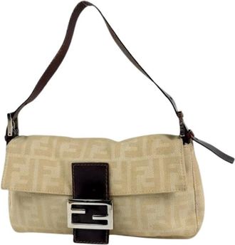 Fendi Pre-owned Shoulder Bags, female, Beige, Size: ONE SIZE Pre-owned Zucca Shoulder Bag