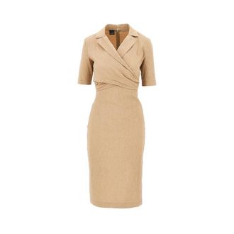 Pinko Wrapped linen-blend midi dress Woman 42