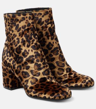 Gianvito Rossi Stivaletti Joelle 70 in velluto con stmapa leopardata