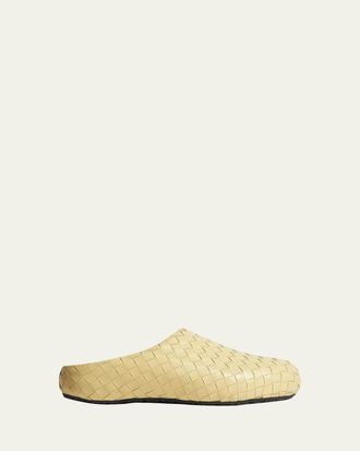 Bottega Veneta Mens Klog Intrecciato Leather Mules