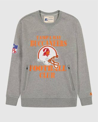 Starter Mens Tampa Bay Buccaneers Crew Neck Sweatshirt With Zip Pockets In Heather Grey