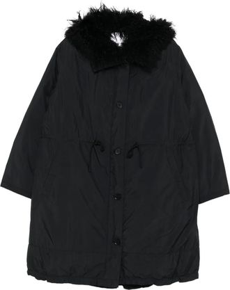 Yves Salomon Giacca con bordo in pelliccia sintetica - Nero