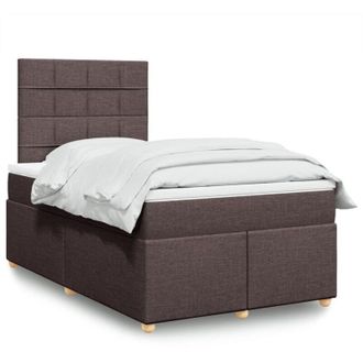 vidaXL Vidaxl - Cama Box Spring Con Colch&oacute;n Tela Marr&oacute;n Oscuro 120x200 Cm