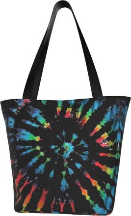 AOOEDM Tie Dye Reusable Grocery Bag Shopping Bag Casual Shoulder Bag Handbag for Men Women ECO Market Bag Beach Bag Travel Totes