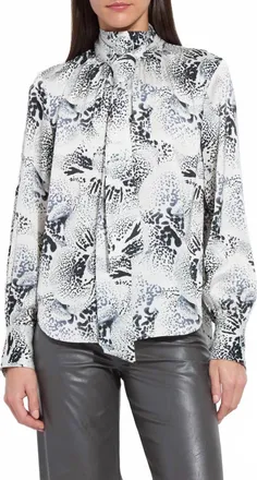 Lyss&eacute; Anaya Embellished Scarf Neck Blouse In Winter Orchid