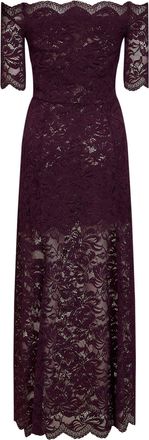 Paco Rabanne Womens Layered Lace Long Dress Magenta Purple Polyamide