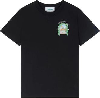 Casablanca Tennisboog Zwart T-shirt - Heren - T-shirts - Zwart - L - Katoen - Tops