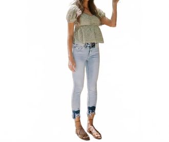 Flying Monkey Mid Rise Acid Wash Crop Skinny Jeans In Au Au Privave