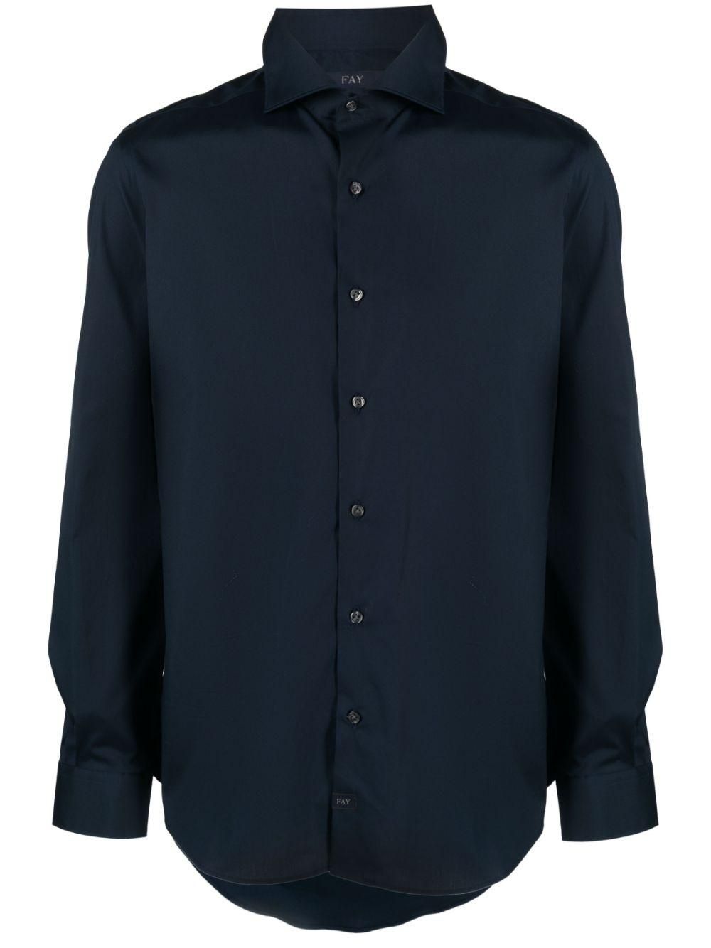 Tシャツ・カットソー Fay Stretch poplin shirt with French collar Fay Stretch Poplin Shirt With French Collar In Blue - 25