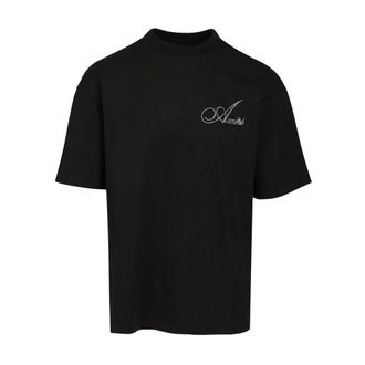 Amiri Tops, Heren, Zwart, XL, Katoen, Crystal Logo Katoenen T-shirt