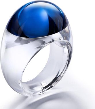 Baccarat Tango Blue Crystal Ring Size 5.75 2611940