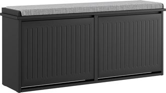 SoBuy Banco para zapatos de 2 puertas negro 100x26x46cm funcional