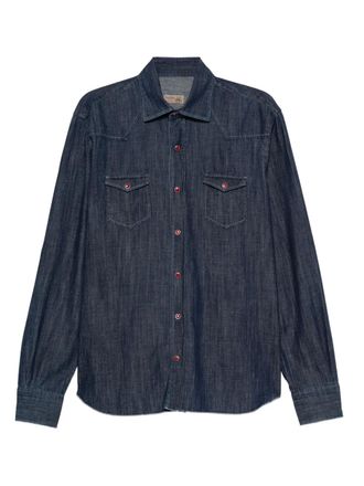 Barba chest-pocket denim shirt - Blue